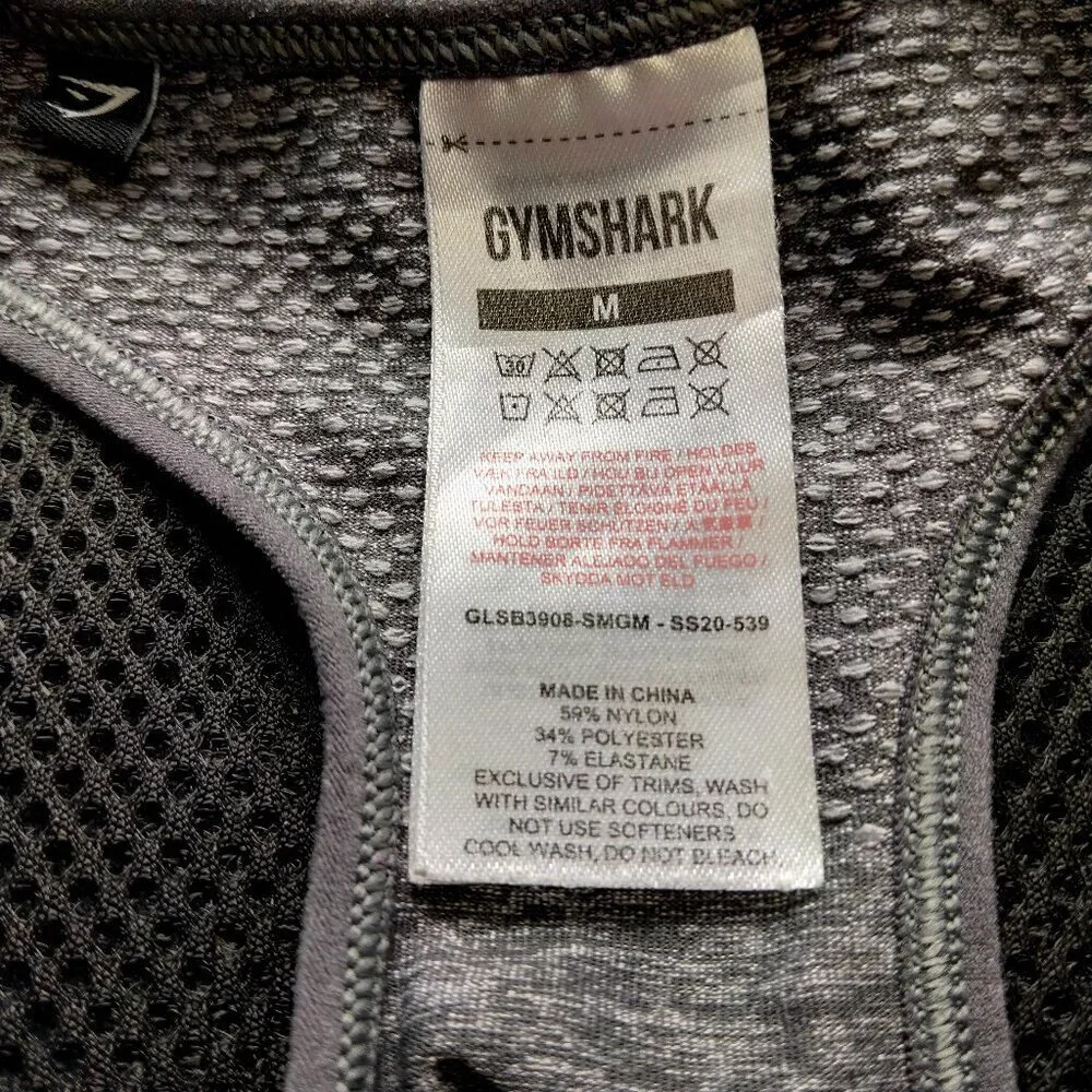 Gymshark Size Medium Gray Layered Strappy Sports Bra Athletic Yoga Athleisure